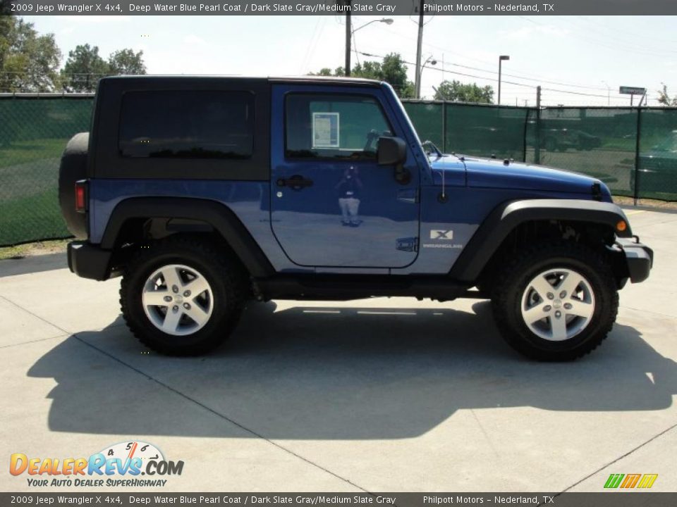 2009 Jeep Wrangler X 4x4 Deep Water Blue Pearl Coat / Dark Slate Gray/Medium Slate Gray Photo #2