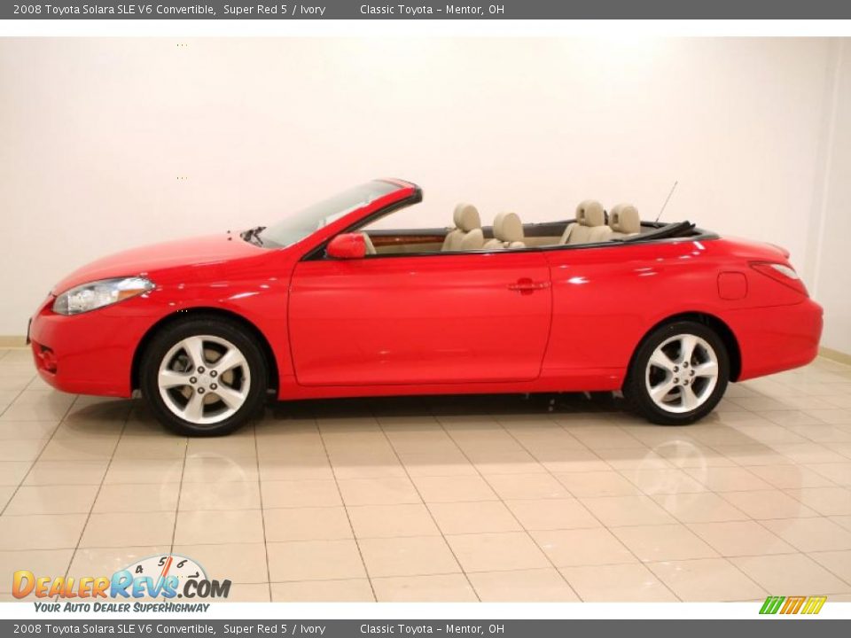 2008 Toyota Solara SLE V6 Convertible Super Red 5 / Ivory Photo #4