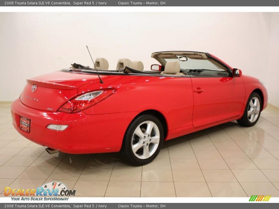 2008 Toyota Solara SLE V6 Convertible Super Red 5 / Ivory Photo #7