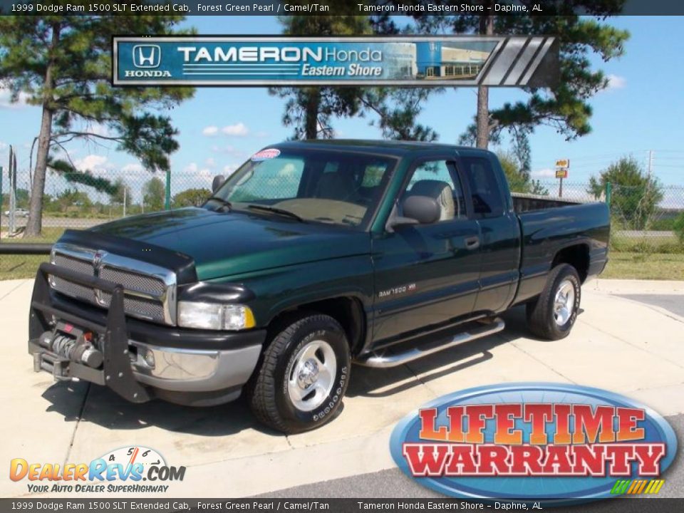 1999 Dodge Ram 1500 SLT Extended Cab Forest Green Pearl / Camel/Tan Photo #1