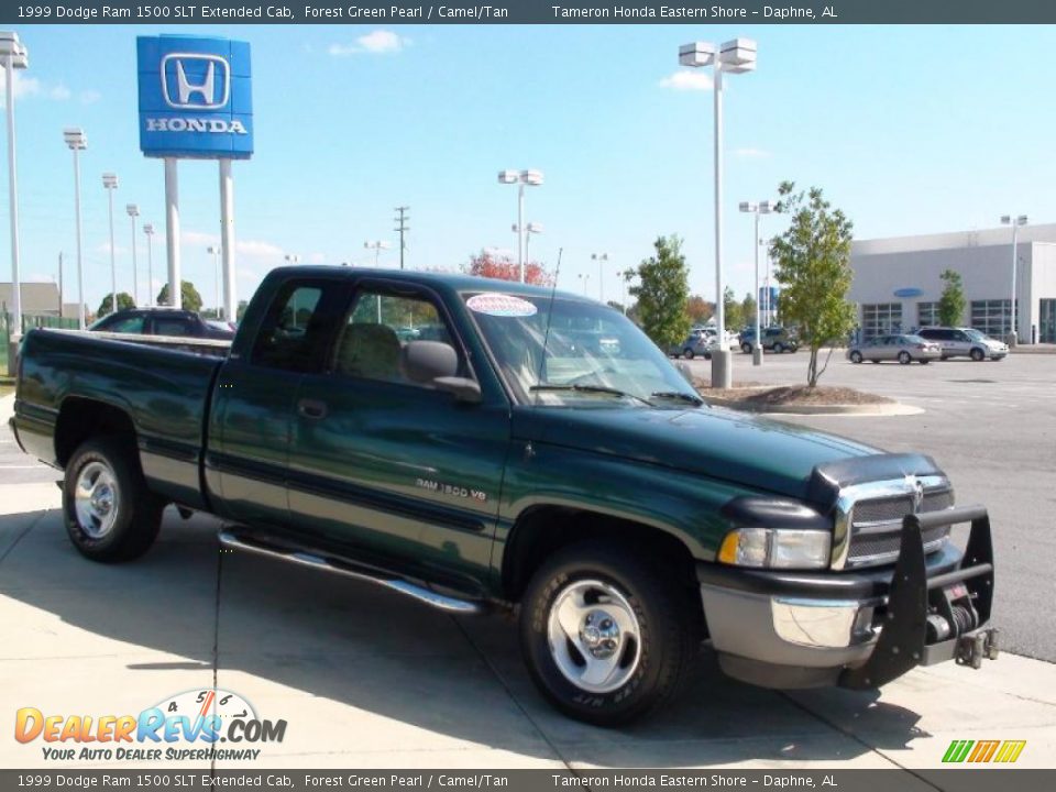 1999 Dodge Ram 1500 SLT Extended Cab Forest Green Pearl / Camel/Tan Photo #3