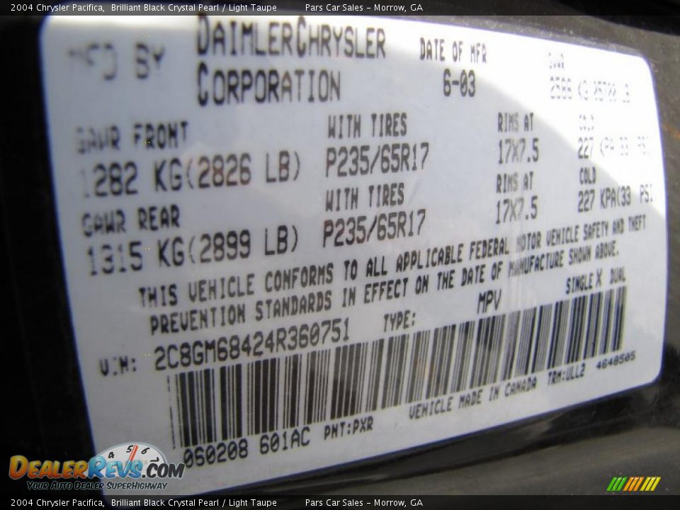 2004 Chrysler Pacifica Brilliant Black Crystal Pearl / Light Taupe Photo #15