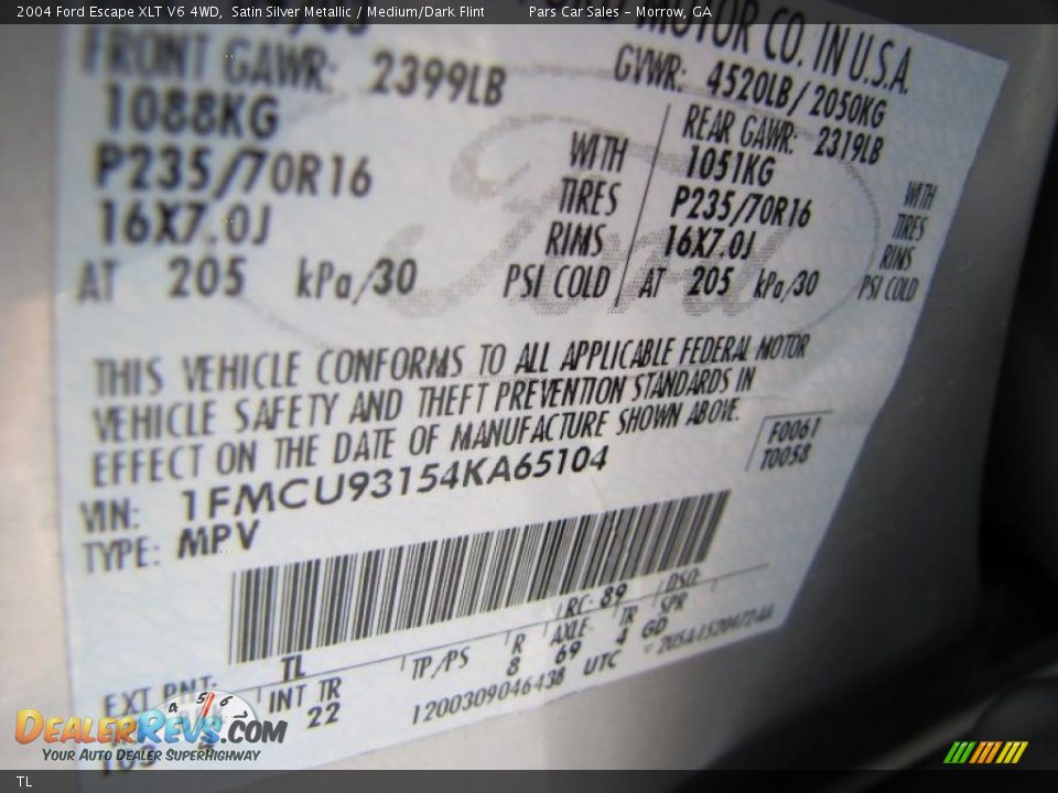 Ford Color Code TL Satin Silver Metallic