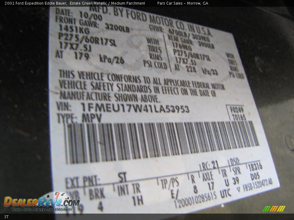 Ford Color Code ST Estate Green Metallic