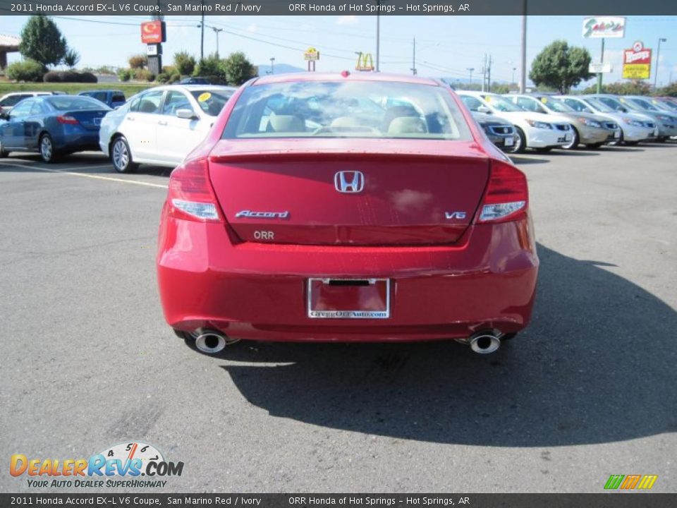 2011 Honda Accord EX-L V6 Coupe San Marino Red / Ivory Photo #4