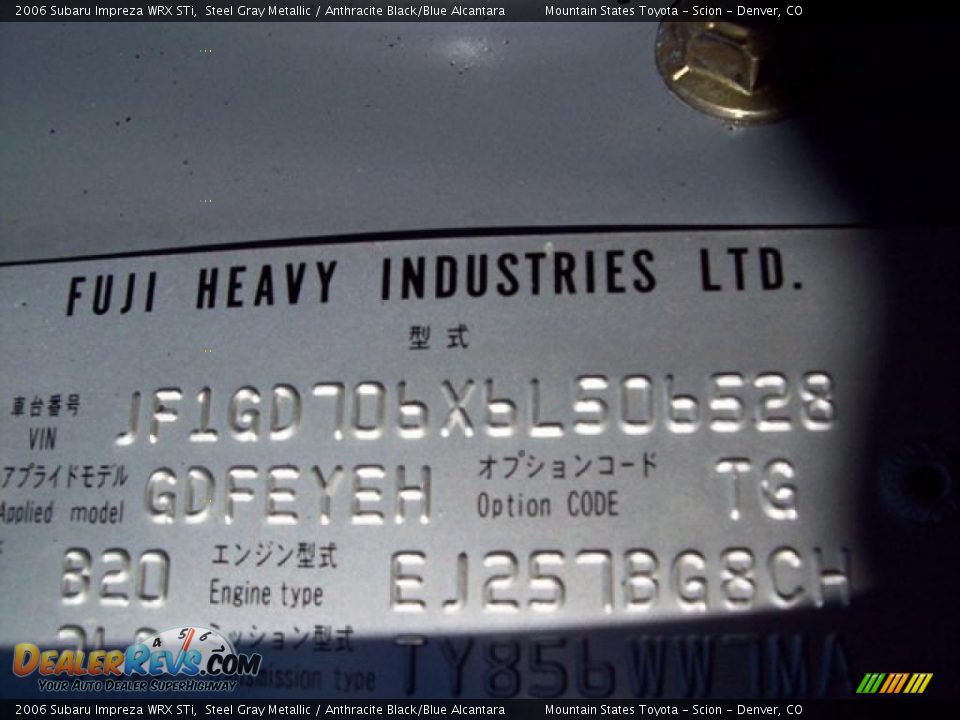 2006 Subaru Impreza WRX STi Steel Gray Metallic / Anthracite Black/Blue Alcantara Photo #32