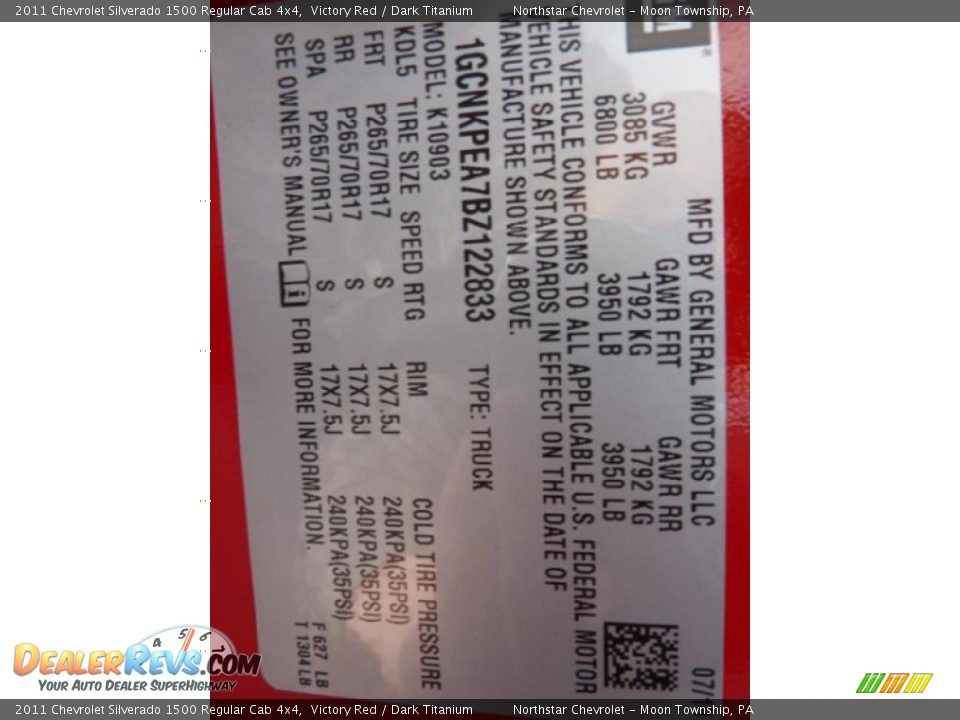 2011 Chevrolet Silverado 1500 Regular Cab 4x4 Victory Red / Dark Titanium Photo #16