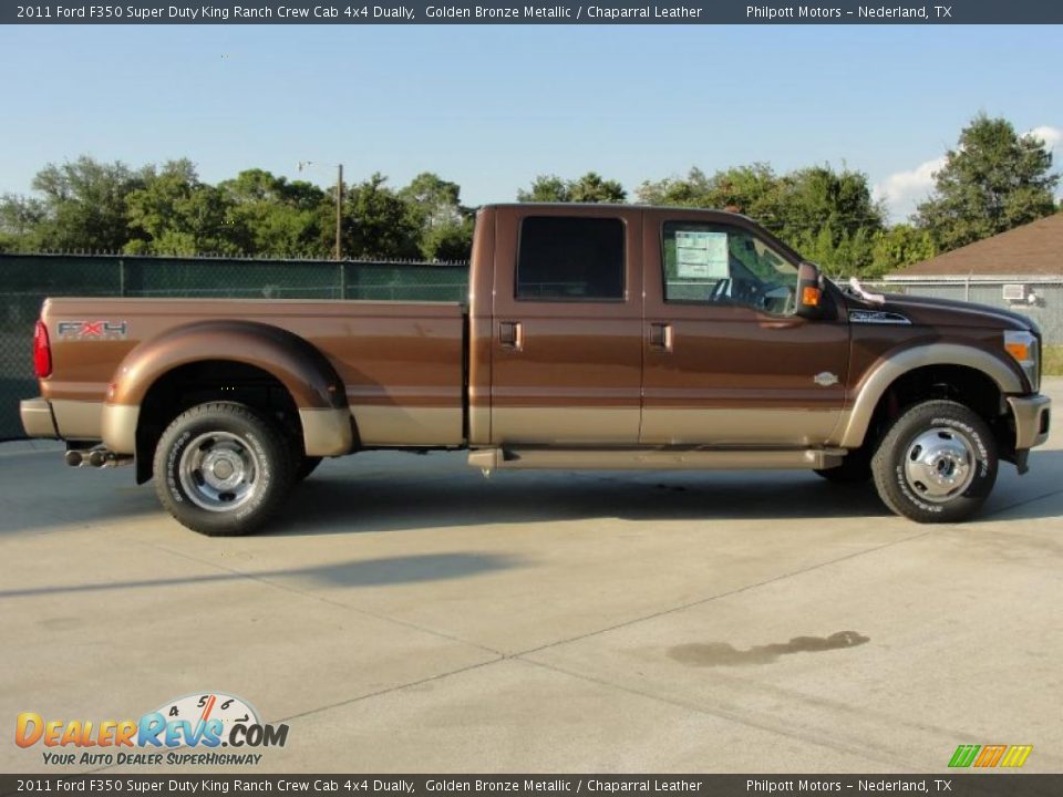 2011 Ford F350 Super Duty King Ranch Crew Cab 4x4 Dually Golden Bronze Metallic / Chaparral Leather Photo #2