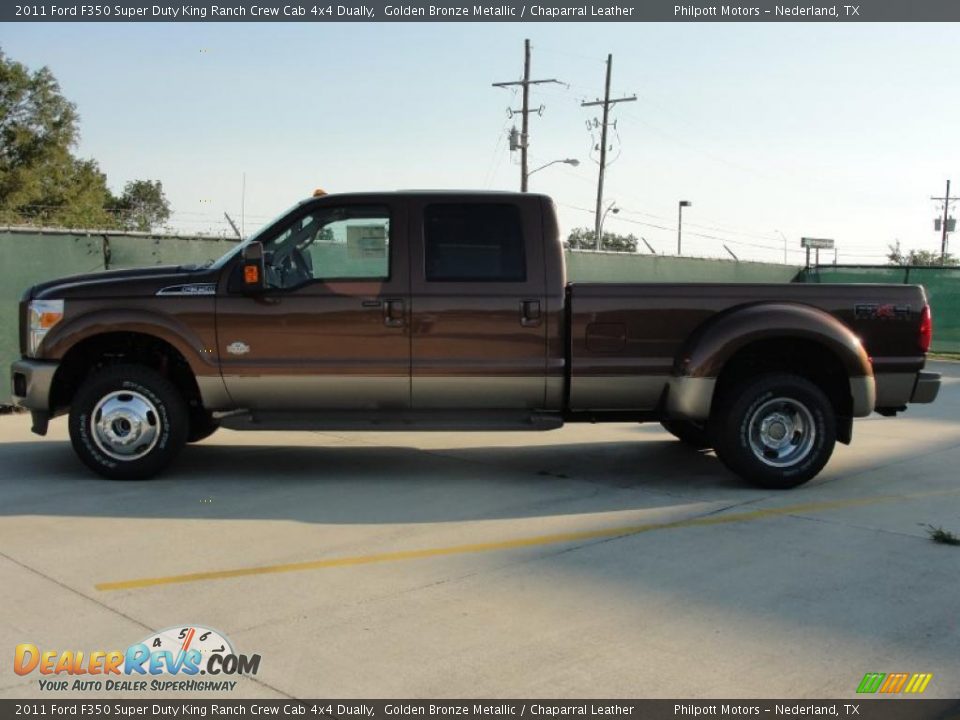 2011 Ford F350 Super Duty King Ranch Crew Cab 4x4 Dually Golden Bronze Metallic / Chaparral Leather Photo #6