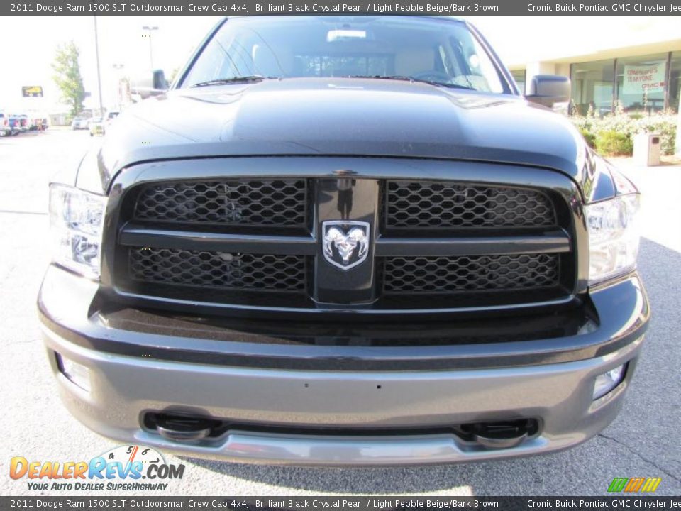 2011 Dodge Ram 1500 SLT Outdoorsman Crew Cab 4x4 Brilliant Black Crystal Pearl / Light Pebble Beige/Bark Brown Photo #2