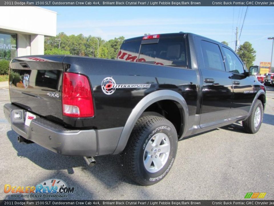 2011 Dodge Ram 1500 SLT Outdoorsman Crew Cab 4x4 Brilliant Black Crystal Pearl / Light Pebble Beige/Bark Brown Photo #7