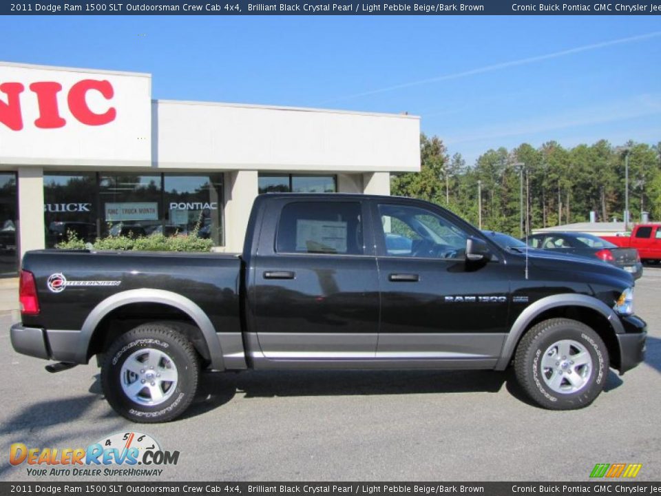 2011 Dodge Ram 1500 SLT Outdoorsman Crew Cab 4x4 Brilliant Black Crystal Pearl / Light Pebble Beige/Bark Brown Photo #8