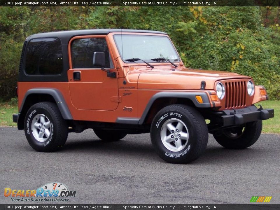2001 Jeep Wrangler Sport 4x4 Amber Fire Pearl / Agate Black Photo #2