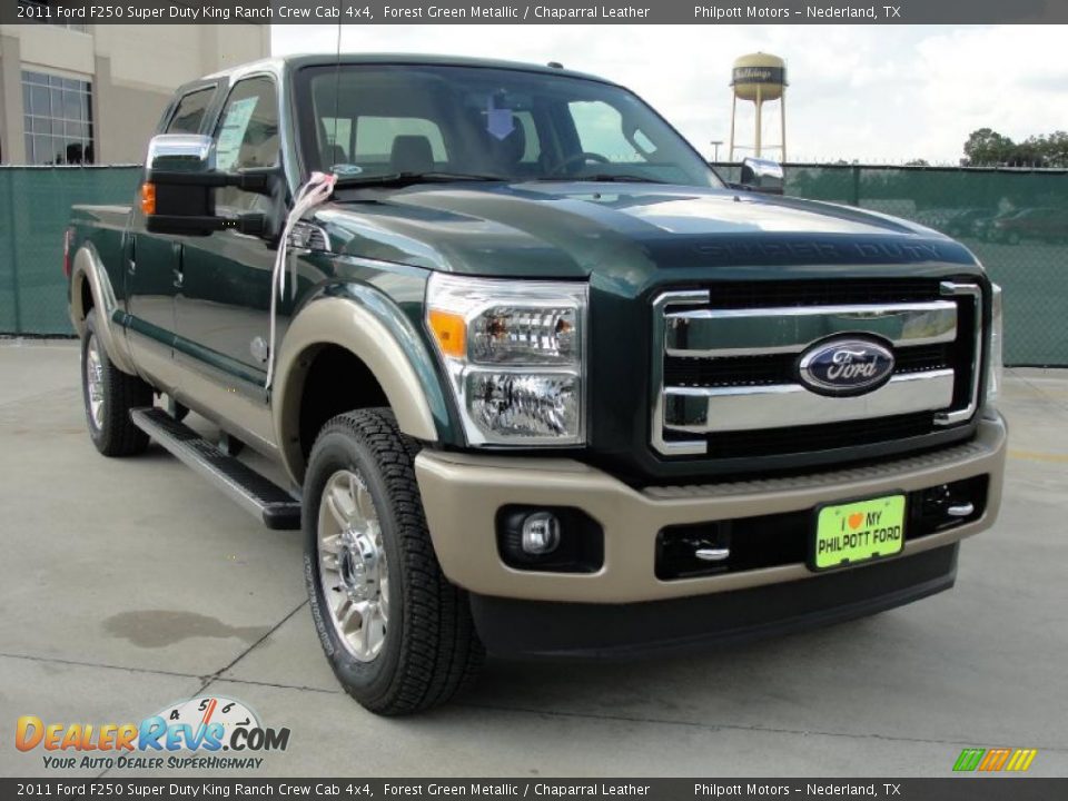 2011 Ford F250 Super Duty King Ranch Crew Cab 4x4 Forest Green Metallic / Chaparral Leather Photo #1