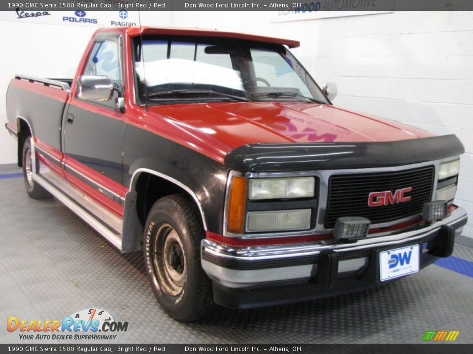 1990 GMC Sierra 1500 Regular Cab Bright Red / Red Photo #1