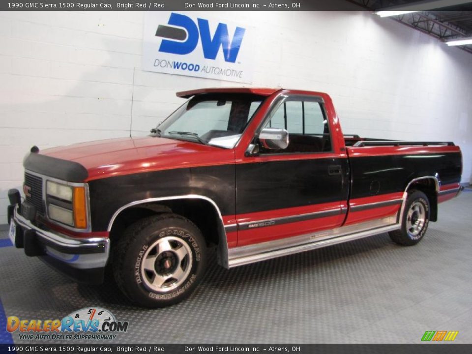 1990 GMC Sierra 1500 Regular Cab Bright Red / Red Photo #2