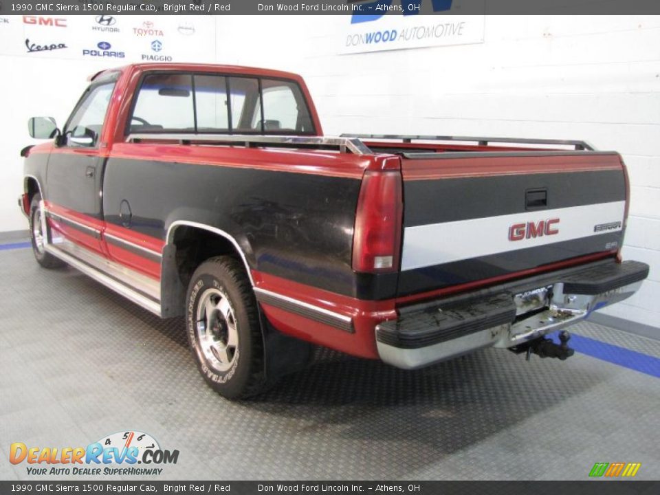 1990 GMC Sierra 1500 Regular Cab Bright Red / Red Photo #3