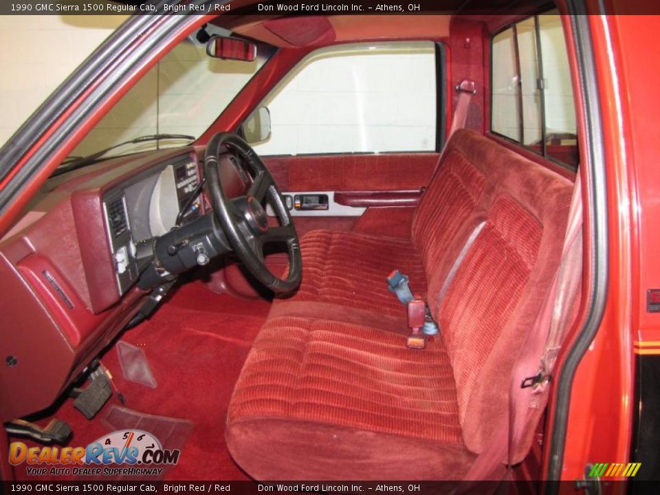 Red Interior - 1990 GMC Sierra 1500 Regular Cab Photo #10