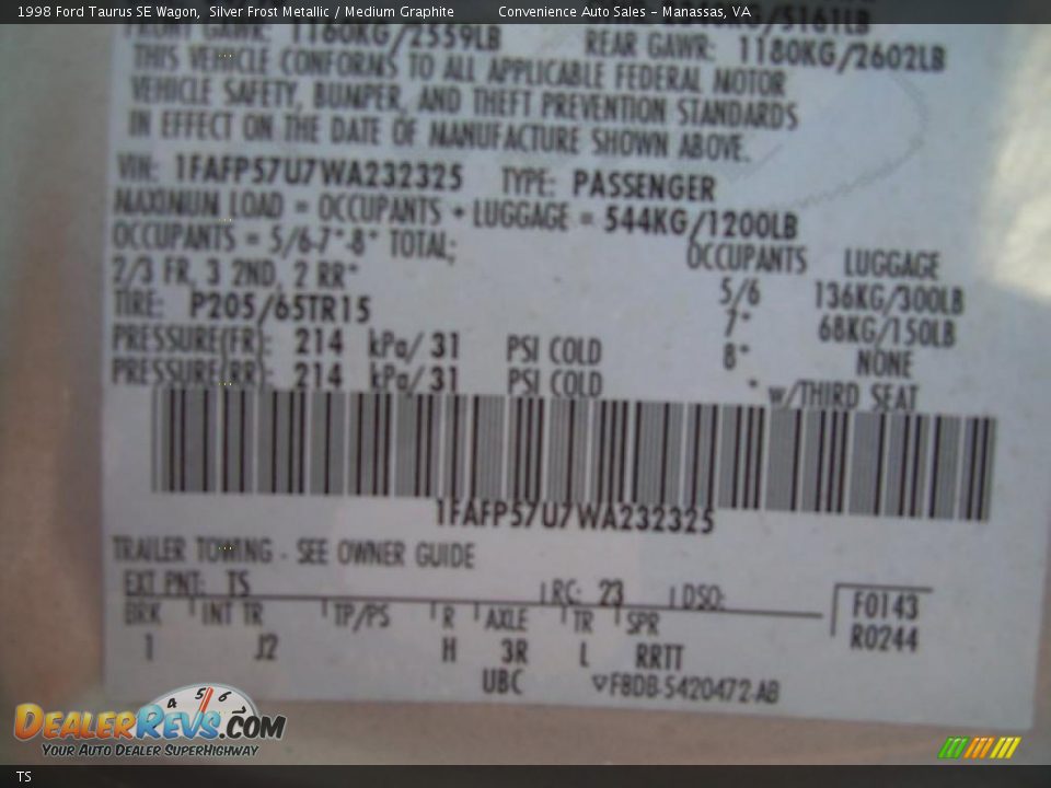 Ford Color Code TS Silver Frost Metallic