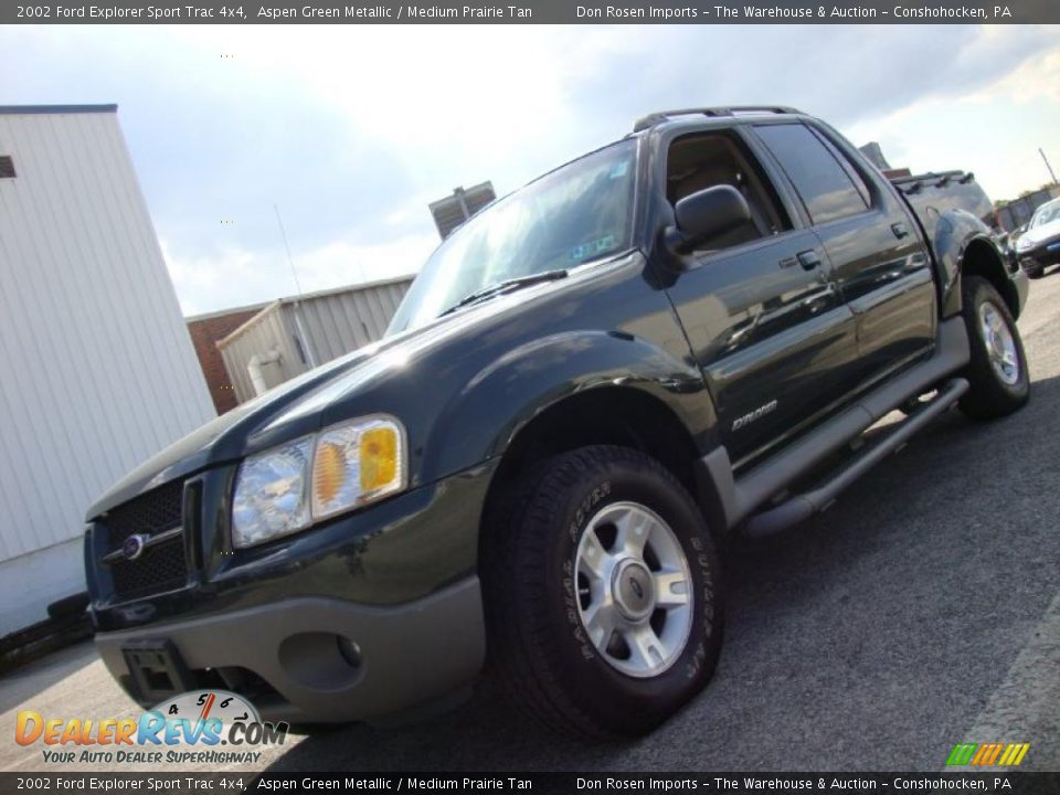 2002 Ford Explorer Sport Trac 4x4 Aspen Green Metallic / Medium Prairie Tan Photo #1