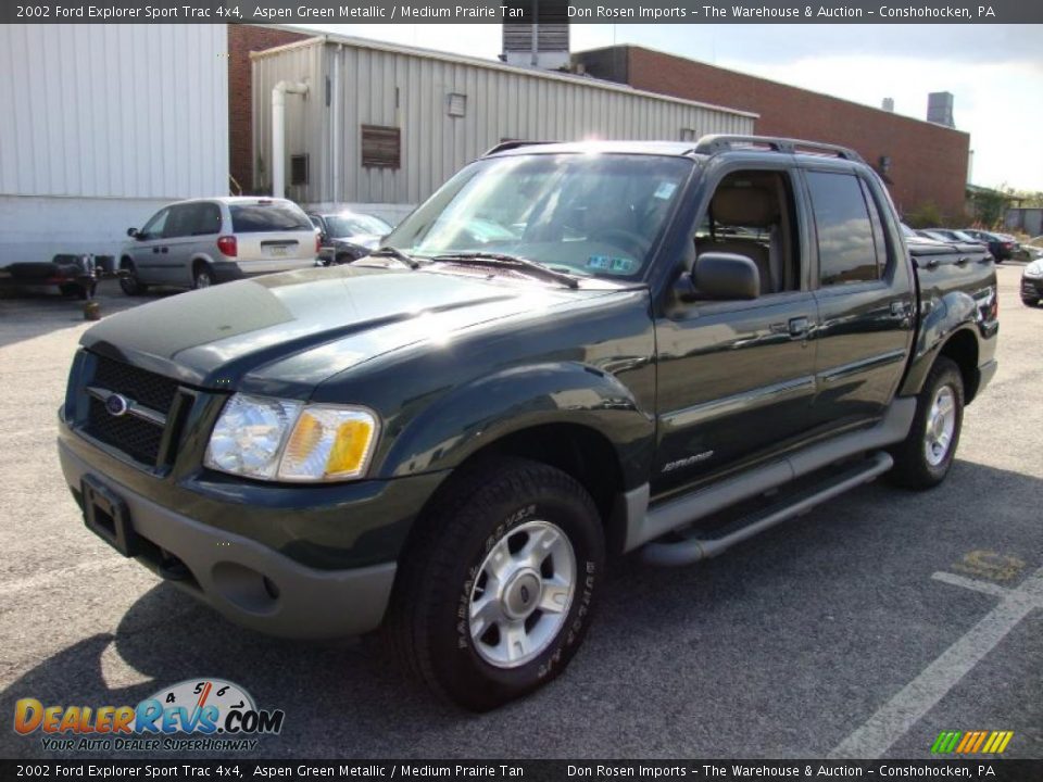 2002 Ford Explorer Sport Trac 4x4 Aspen Green Metallic / Medium Prairie Tan Photo #2