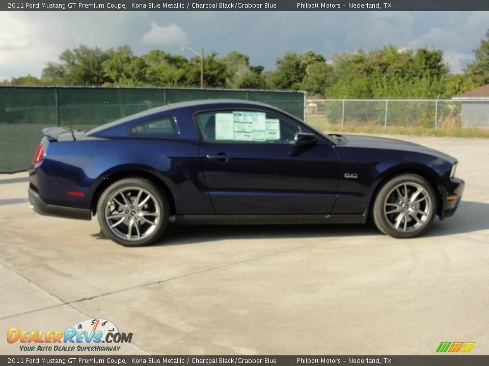 2011 Ford Mustang GT Premium Coupe Kona Blue Metallic / Charcoal Black/Grabber Blue Photo #2