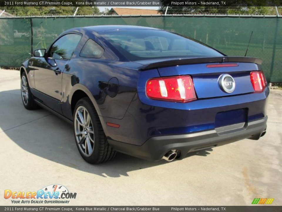 2011 Ford Mustang GT Premium Coupe Kona Blue Metallic / Charcoal Black/Grabber Blue Photo #5