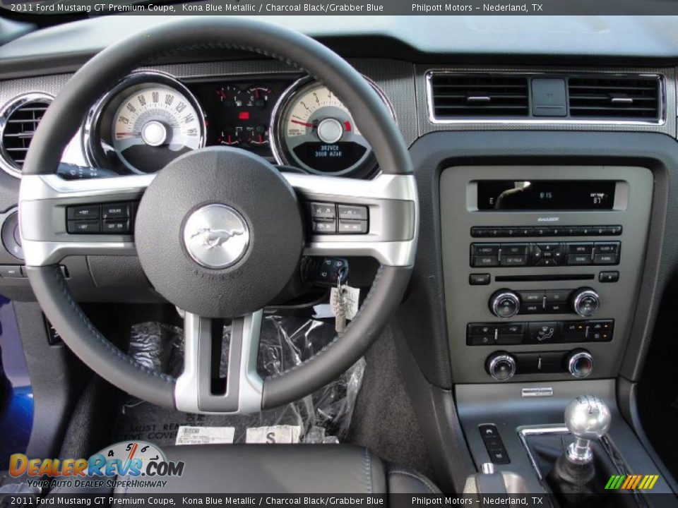Charcoal Black/Grabber Blue Interior - 2011 Ford Mustang GT Premium Coupe Photo #24