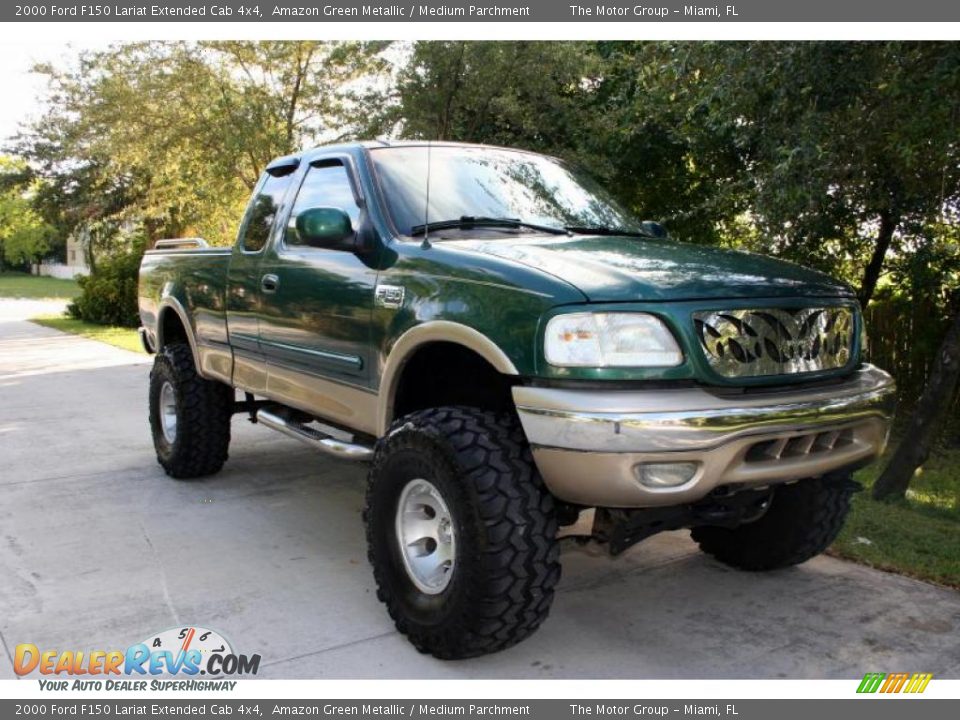 2000 Ford F150 Lariat Extended Cab 4x4 Amazon Green Metallic / Medium Parchment Photo #15