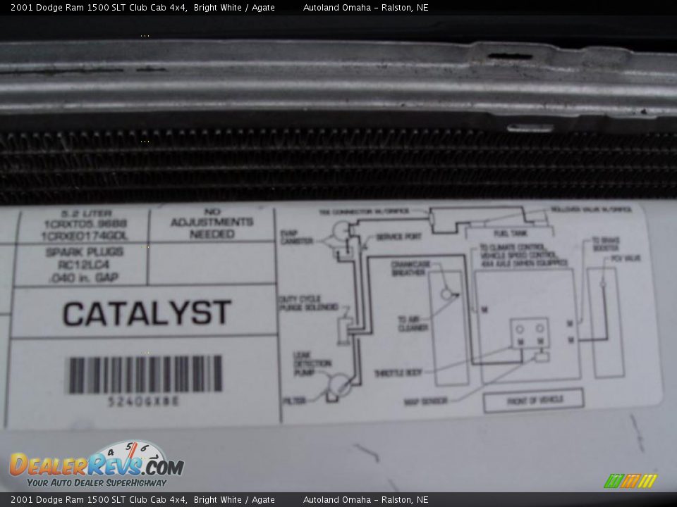 Info Tag of 2001 Dodge Ram 1500 SLT Club Cab 4x4 Photo #23