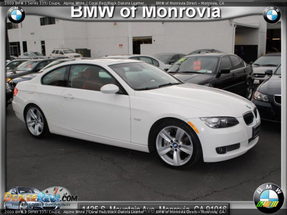 2009 BMW 3 Series 335i Coupe Alpine White / Coral Red/Black Dakota Leather Photo #1