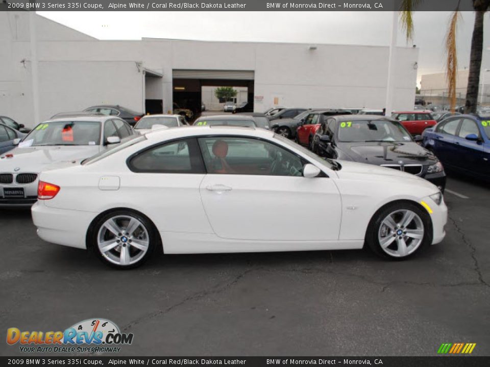 2009 BMW 3 Series 335i Coupe Alpine White / Coral Red/Black Dakota Leather Photo #3