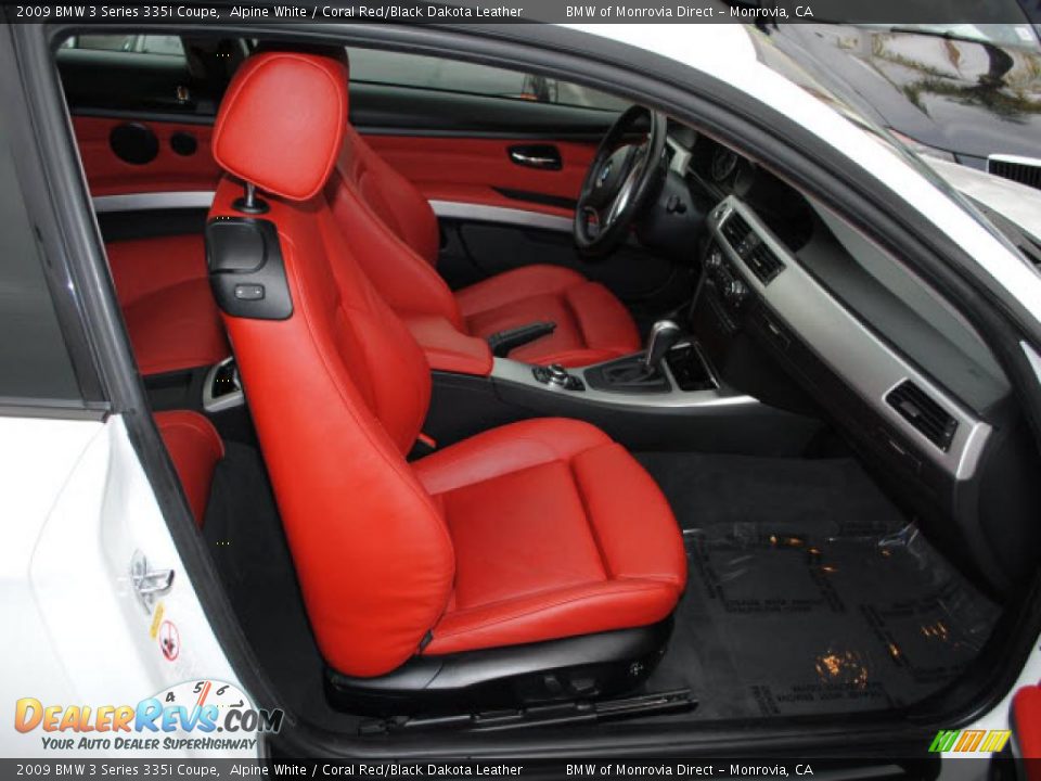 Coral Red/Black Dakota Leather Interior - 2009 BMW 3 Series 335i Coupe Photo #4