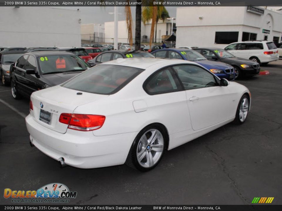 2009 BMW 3 Series 335i Coupe Alpine White / Coral Red/Black Dakota Leather Photo #9