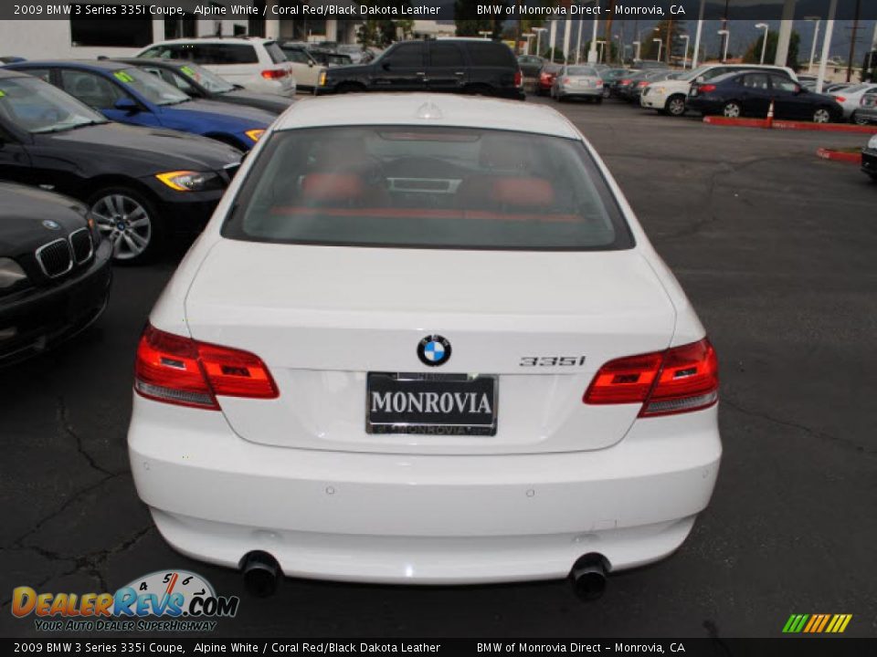 2009 BMW 3 Series 335i Coupe Alpine White / Coral Red/Black Dakota Leather Photo #10