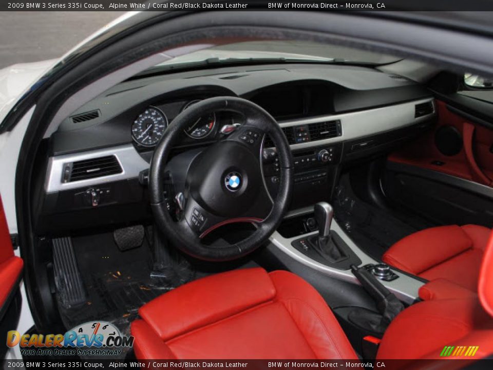 Coral Red/Black Dakota Leather Interior - 2009 BMW 3 Series 335i Coupe Photo #14