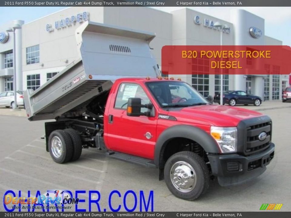 2011 Ford F550 Super Duty XL Regular Cab 4x4 Dump Truck Vermillion Red / Steel Grey Photo #1