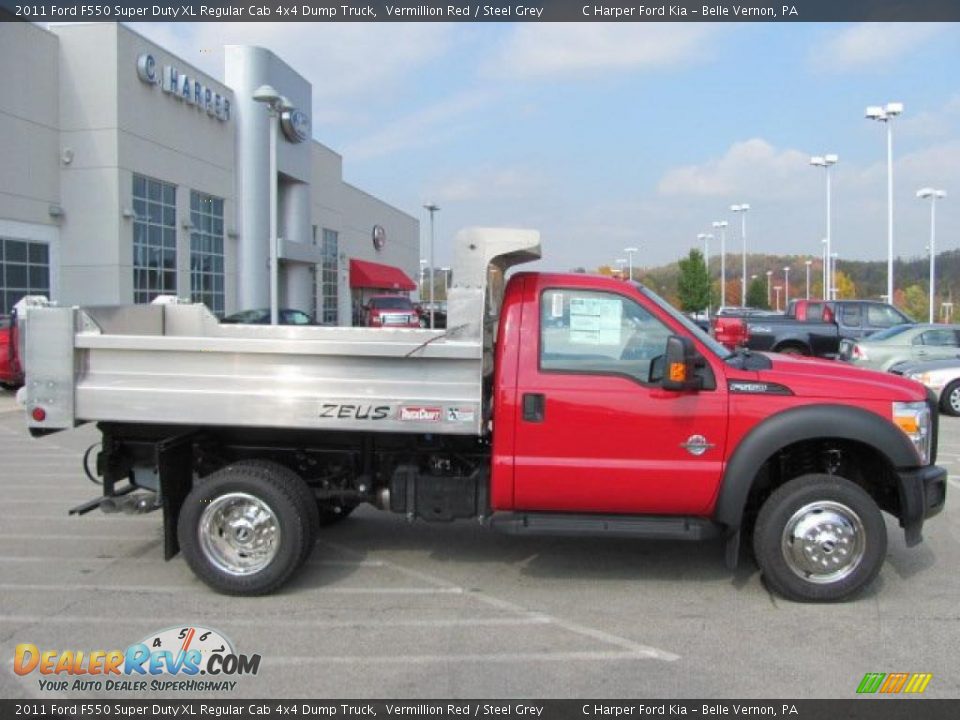 Vermillion Red 2011 Ford F550 Super Duty XL Regular Cab 4x4 Dump Truck Photo #2