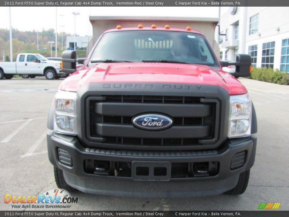 2011 Ford F550 Super Duty XL Regular Cab 4x4 Dump Truck Vermillion Red / Steel Grey Photo #3