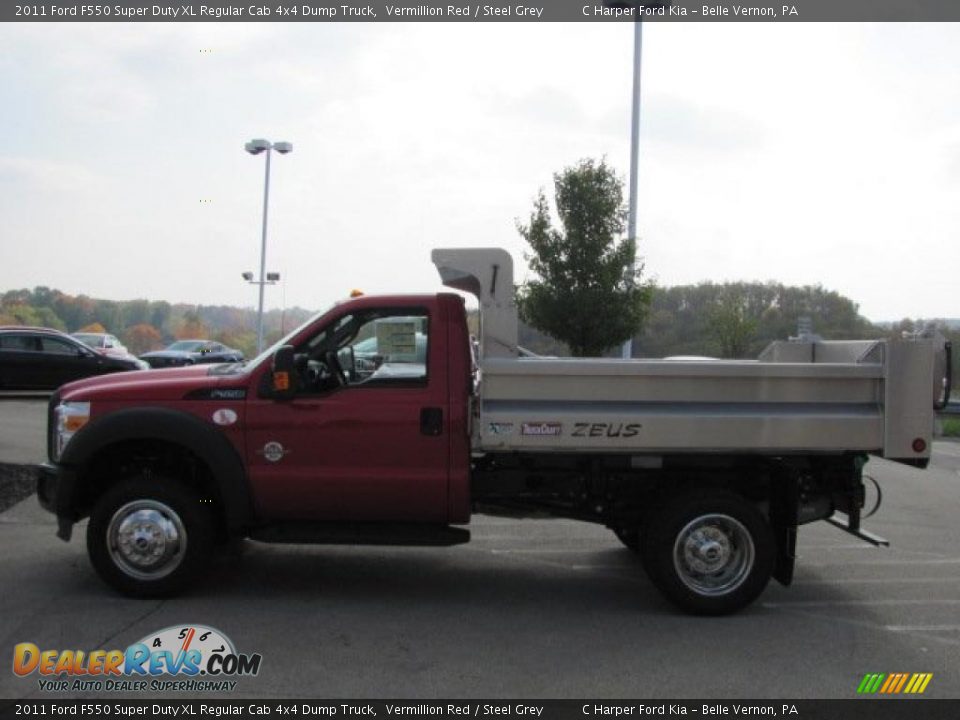 2011 Ford F550 Super Duty XL Regular Cab 4x4 Dump Truck Vermillion Red / Steel Grey Photo #6