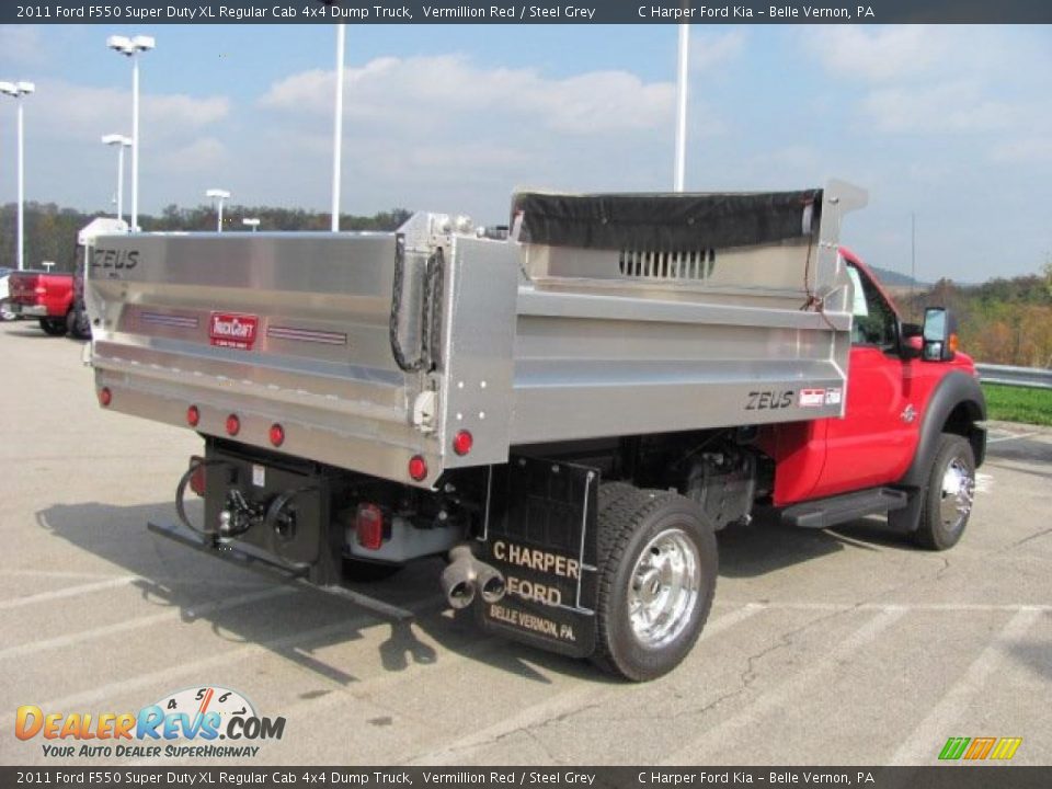 2011 Ford F550 Super Duty XL Regular Cab 4x4 Dump Truck Vermillion Red / Steel Grey Photo #9