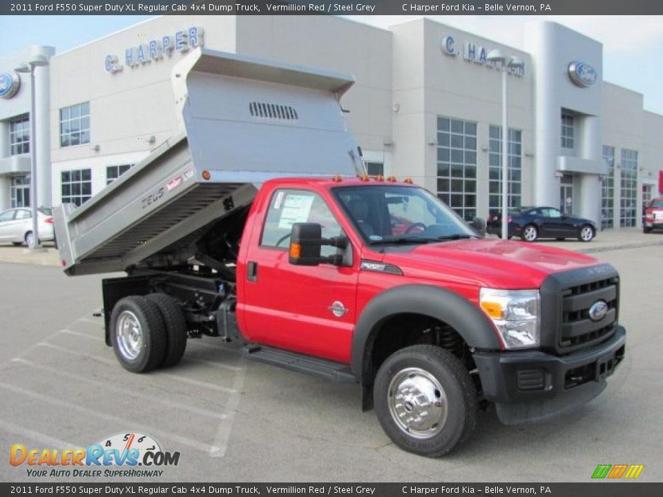 2011 Ford F550 Super Duty XL Regular Cab 4x4 Dump Truck Vermillion Red / Steel Grey Photo #11