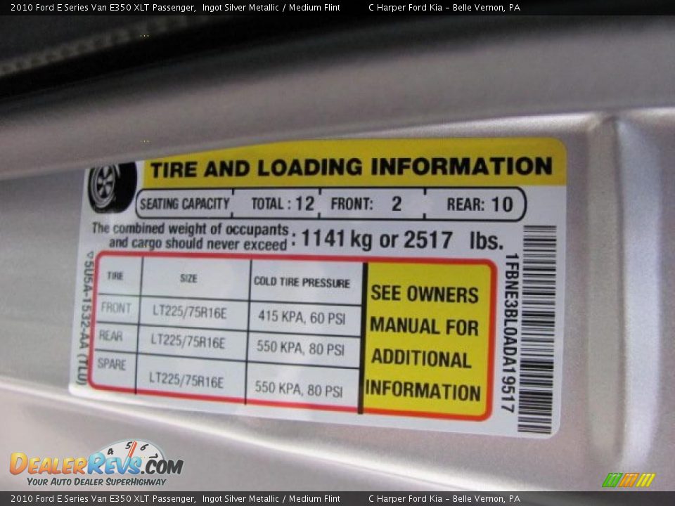 2010 Ford E Series Van E350 XLT Passenger Ingot Silver Metallic / Medium Flint Photo #23