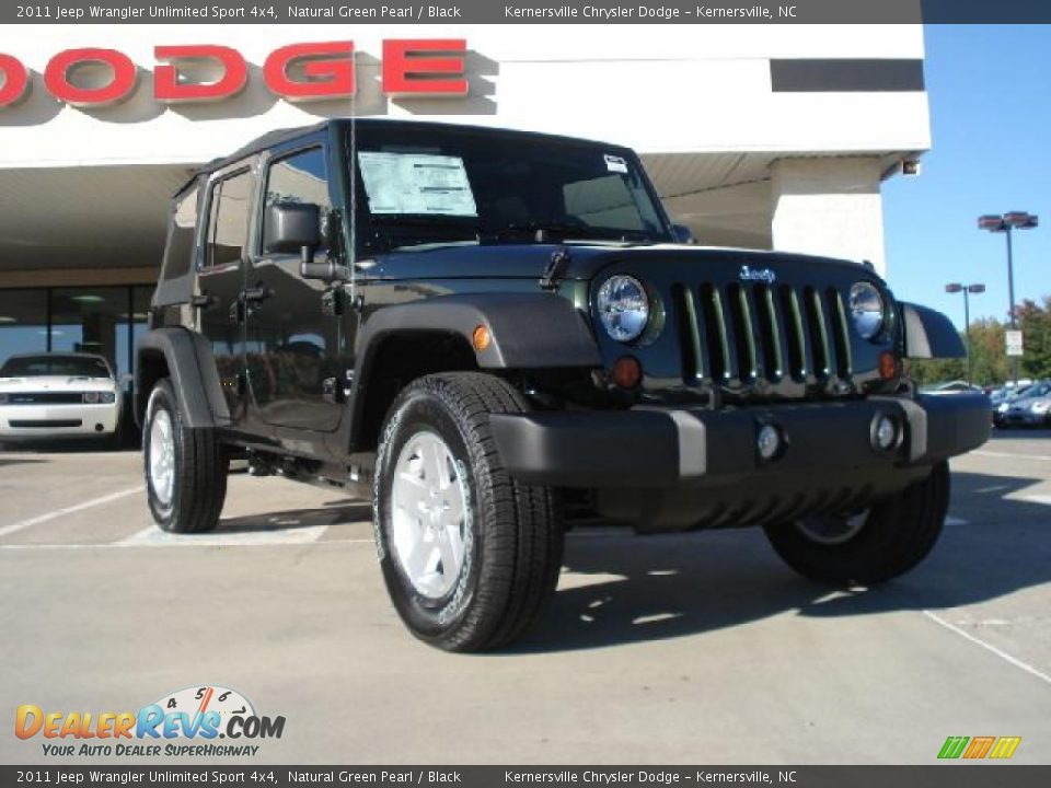 2011 Jeep Wrangler Unlimited Sport 4x4 Natural Green Pearl / Black Photo #1