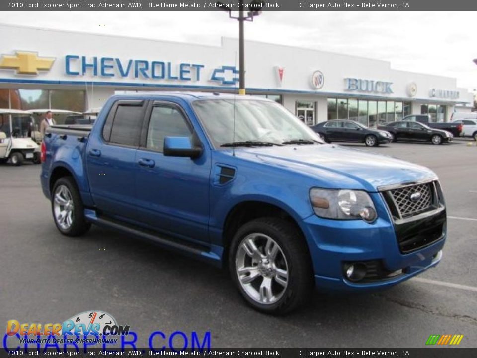 2010 Ford Explorer Sport Trac Adrenalin AWD Blue Flame Metallic / Adrenalin Charcoal Black Photo #1