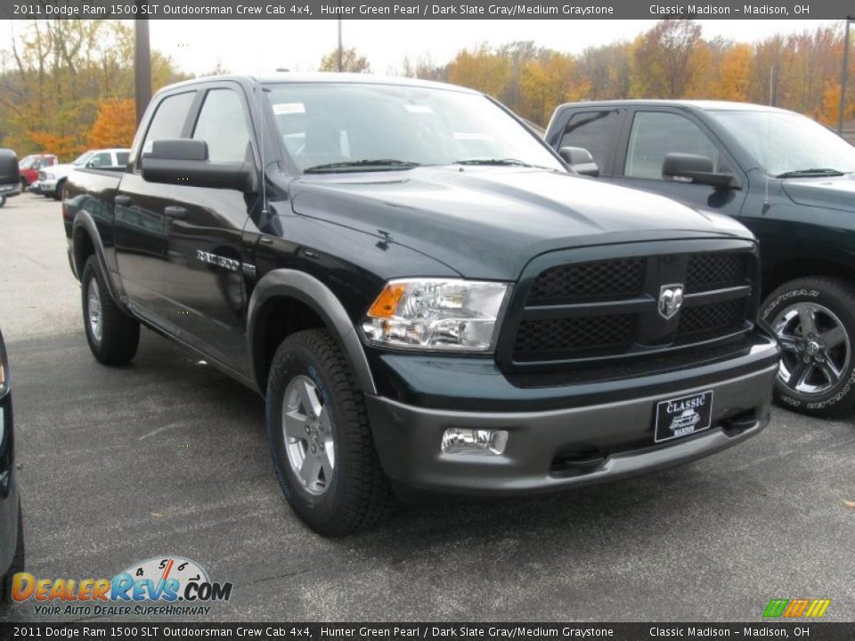 2011 Dodge Ram 1500 SLT Outdoorsman Crew Cab 4x4 Hunter Green Pearl / Dark Slate Gray/Medium Graystone Photo #3