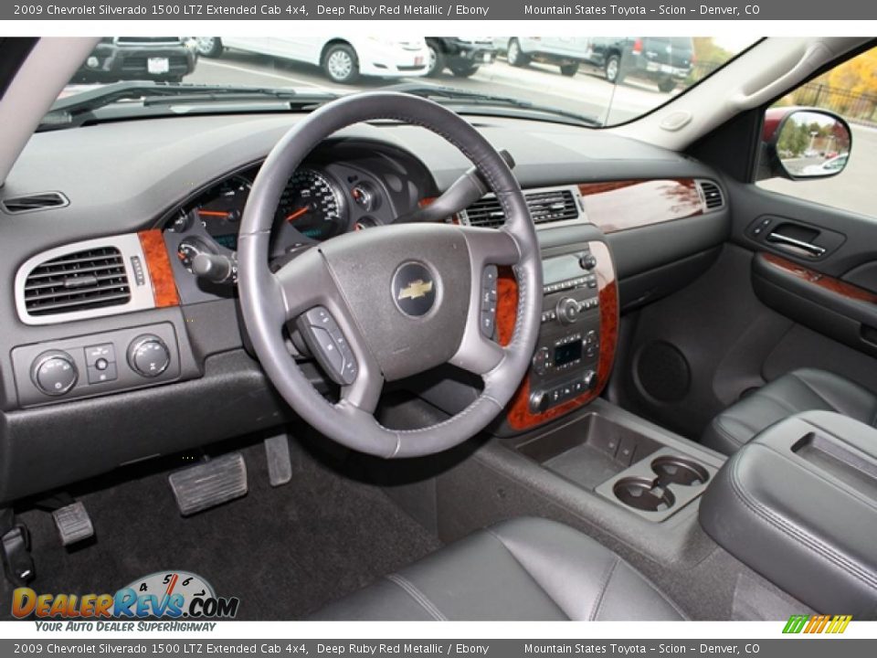 Ebony Interior - 2009 Chevrolet Silverado 1500 LTZ Extended Cab 4x4 Photo #8