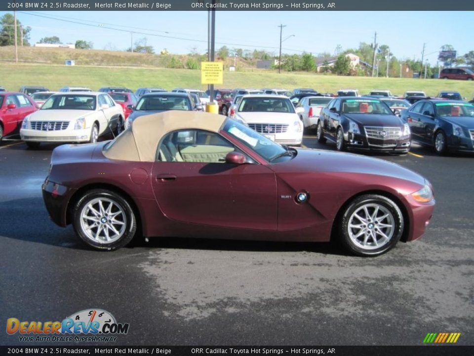 2004 BMW Z4 2.5i Roadster Merlot Red Metallic / Beige Photo #6