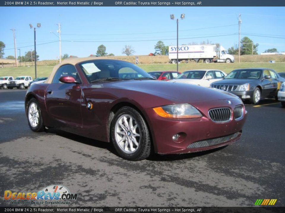 2004 BMW Z4 2.5i Roadster Merlot Red Metallic / Beige Photo #7