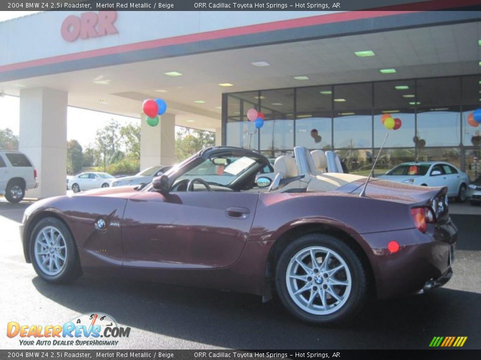 2004 BMW Z4 2.5i Roadster Merlot Red Metallic / Beige Photo #15